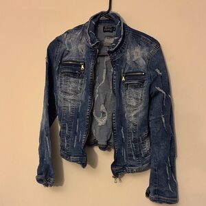 Blue Topic Distressed Denim Jacket